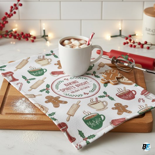 Baking Spirits Bright- Vintage Kerstthee Theedoek