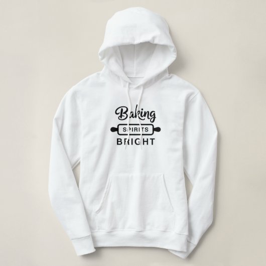 Baking Spirits Bright Zwart en Wit Kerstmis Hoodie (Design voorkant)