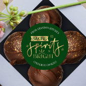 Baking Spirits Helder Groen Goud Kerstkoekjes Ronde Sticker