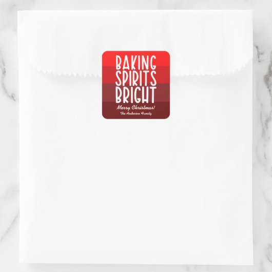 Baking Spirits Helder Rood Gestreepte Kerst Vierkante Sticker (Tas)
