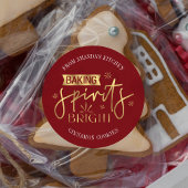 Baking Spirits Helder Rood & Goud Kerstbakken Ronde Sticker