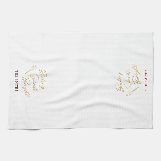 Baking Spirits Heldere familienaam Kerst Theedoek (Horizontaal)