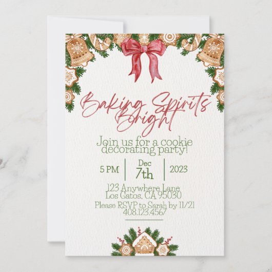 Baking spirits heldere kerst cookie uitnodiging (Voorkant)