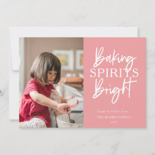 Baking Spirits Heldere Roze Kerstfoto Feestdagenkaart