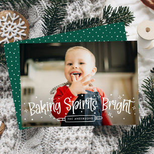 Baking spirits Heldergroene foto Feestdagenkaart