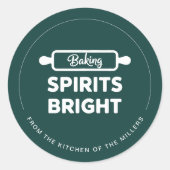 Baking Spirits Heldergroene vakantie keuken Ronde Sticker (Voorkant)