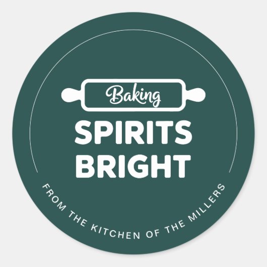 Baking Spirits Heldergroene vakantie keuken Ronde Sticker (Voorkant)