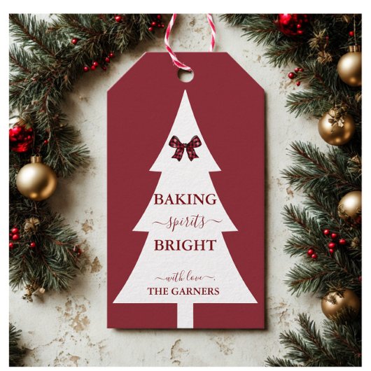 baking spirits | Kerstboom rood Cadeaulabel