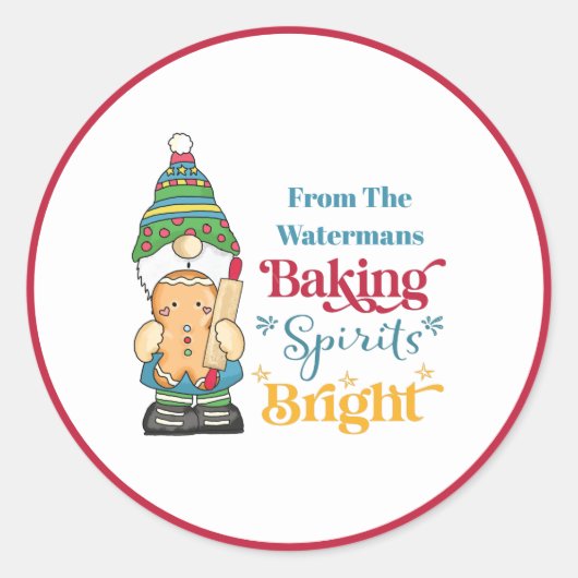 Baking Spirits met helder koekje rood kerst Ronde Sticker (Voorkant)