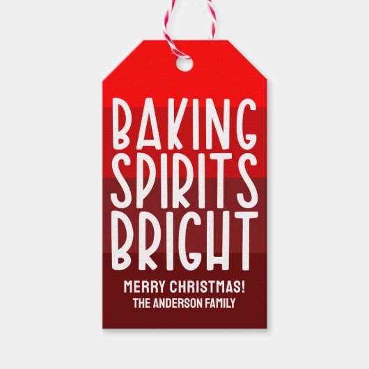 baking spirits | Rood gestreepte kerst Cadeaulabel (Voorkant)