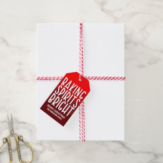 baking spirits | Rood gestreepte kerst Cadeaulabel (Met Touw)