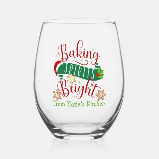 Baking-spirits voor heldere, aangepaste kerstmis wijnglas zonder voet (Voorkant)