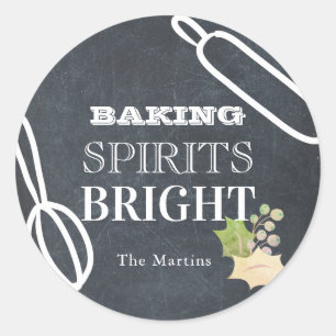 Baking Sprits Bright Holiday Chalkboard Ronde Sticker