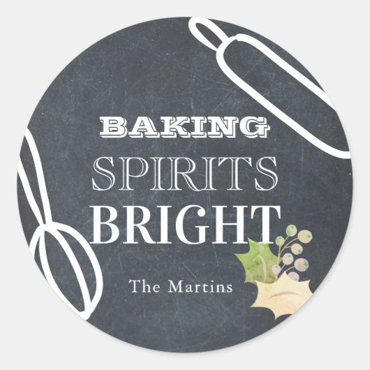 Baking Sprits Bright Holiday Chalkboard Ronde Sticker (Voorkant)