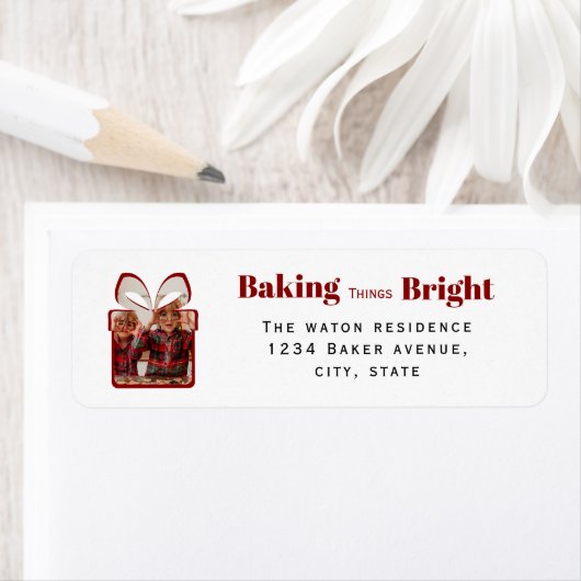 Baking Things Bright Christmas Photo Gift Design Etiket (Insitu)