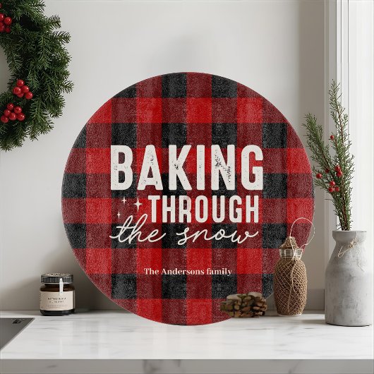 Baking Through the Snow Buffalo Plaid Christmas Snijplank