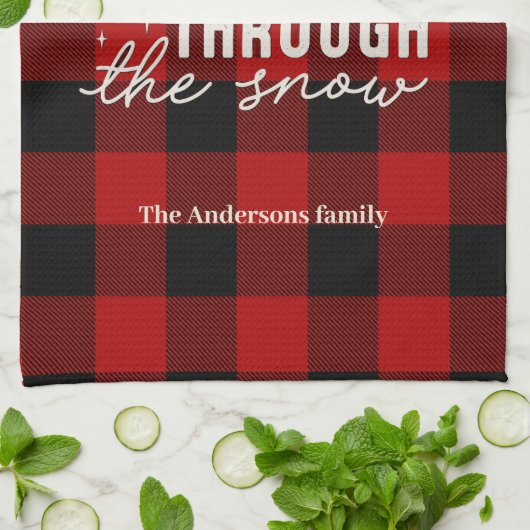 Baking Through the Snow Buffalo Plaid Christmas Theedoek (Gevouwen)