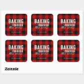 Baking Through the Snow Buffalo Plaid Christmas Vierkante Sticker (Vel)