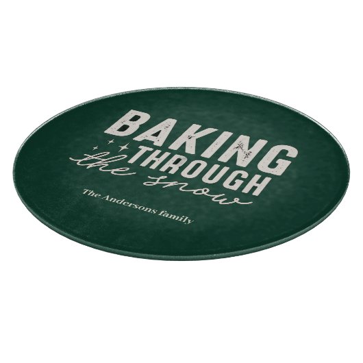 “Baking Through the Snow Personalized Forest Green Snijplank (Hoek)