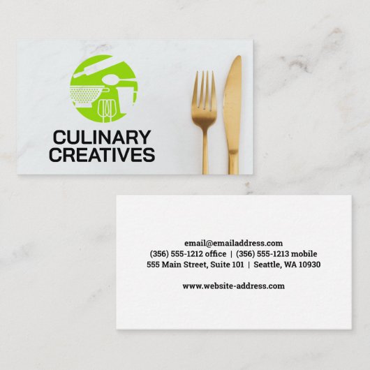 Baking Tools Logo | zilverwerk Visitekaartje (Voorkant / Achterkant)