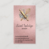 Baking Utensil QR Code Roos Gouden Glitter Bakkeri Visitekaartje (Voorkant)