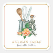 Baking Utensils Baker Bakery Vierkante Sticker (Voorkant)