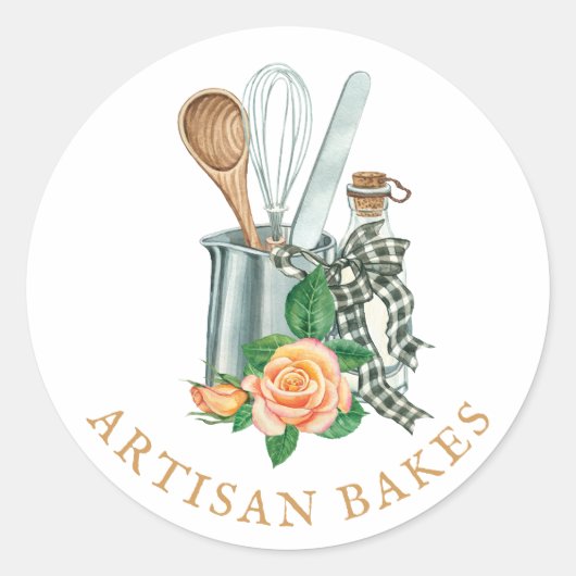 Baking Utensils Bakery Baker Ronde Sticker (Voorkant)