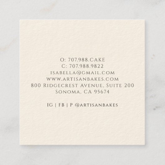 Baking Utensils Bakery Baker Vierkante Visitekaartje (Achterkant)