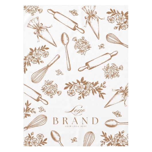 Baking Utensils Bakery Logo Market Booth Sign Tafelkleed (Voorkant)