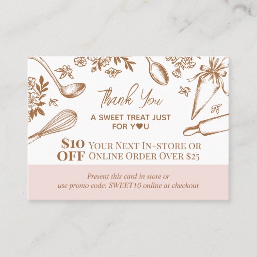 Baking Utensils Thank You Promo Code Bakery Logo Kortingskaartje (Voorkant)