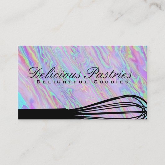 Baking Whisk | Iridescent Holographic Visitekaartje (Voorkant)