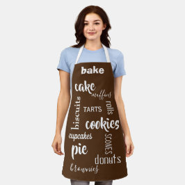 Baking Words Brown Kitchen Apron Schort