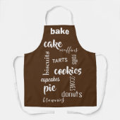 Baking Words Brown Kitchen Apron Schort (Voorkant)