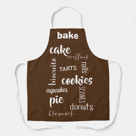 Baking Words Brown Kitchen Apron Schort (Voorkant)