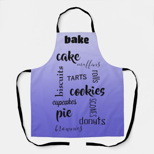 Baking Words Lavender Kitchen Apron Schort (Voorkant)