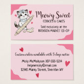 bakken bakkerij kat kitten rollende pin koekjesdee visitekaartje (Voorkant /achterkant)