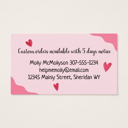 bakken bakkerij kat kitten rollende pin koekjesdee visitekaartje (Achterkant)