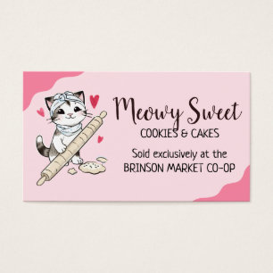 bakken bakkerij kat kitten rollende pin koekjesdee visitekaartje
