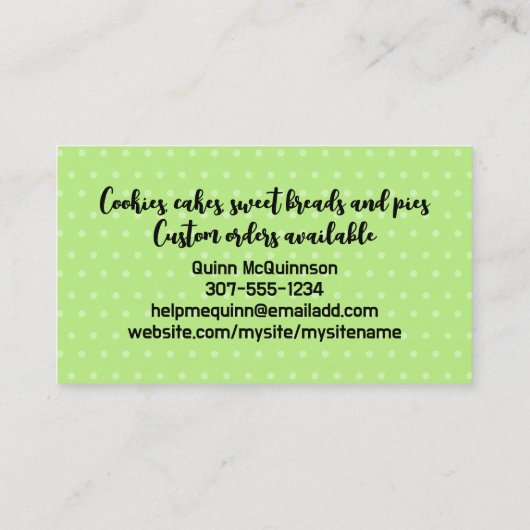 bakken cupcake whisk hart visitekaartje groen (Achterkant)