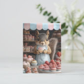 Bakken Eekhoorn met Cupcake Feestdagenkaart (Staand voorkant)