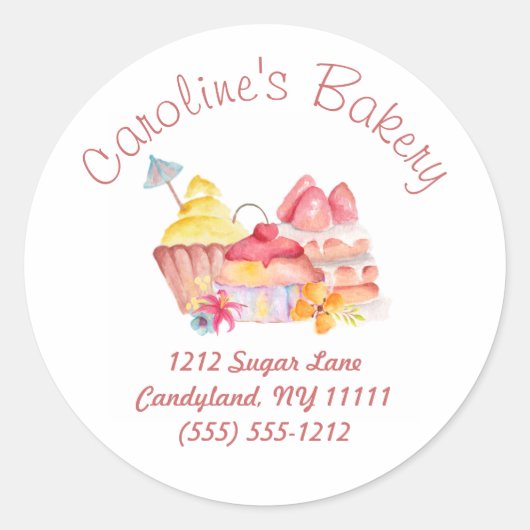 Bakken en Bakkerij Boutique, Cupcakes & gebak Ronde Sticker (Voorkant)