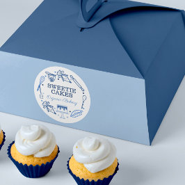 Bakken en koken, gereedschap, marineblauw en wit ronde sticker