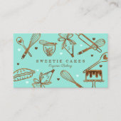 Bakken en koken - Houtkorrelige textuur & blauw Visitekaartje (Voorkant)