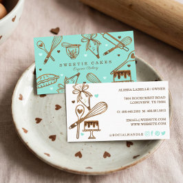 Bakken en koken - Houtkorrelige textuur & blauw Visitekaartje