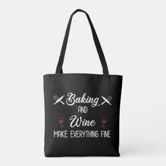Bakken en wijn maken alles goed tote bag (Achterkant)