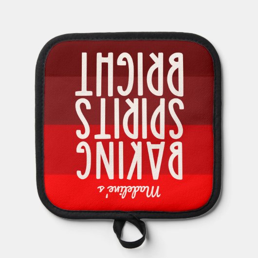 Bakken Geesten Helder Grappig Rood Kerstmis Pannenlap (Voorkant)