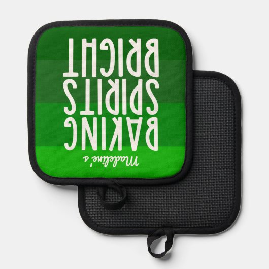 Bakken Geesten Heldere Grappige Groene Vakantie Pannenlap (Voorkant / Achterkant)