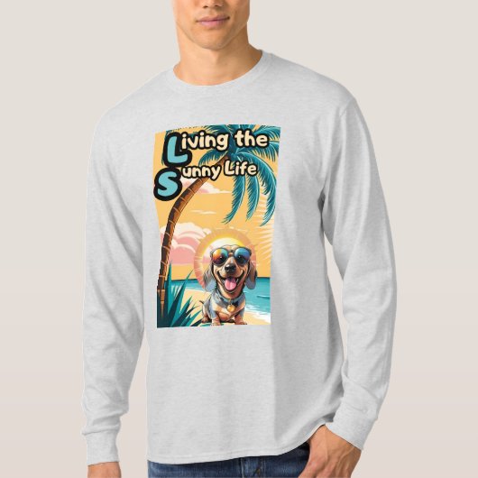 Bakken in de gloed: koele hond in de zon t-shirt (Voorkant)