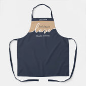 Bakken is Liefde dat Tastbaar is NAVY TAN Script K Schort (Voorkant)