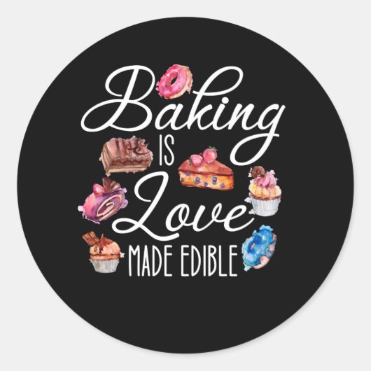Bakken is liefde eetbaar ronde sticker (Voorkant)